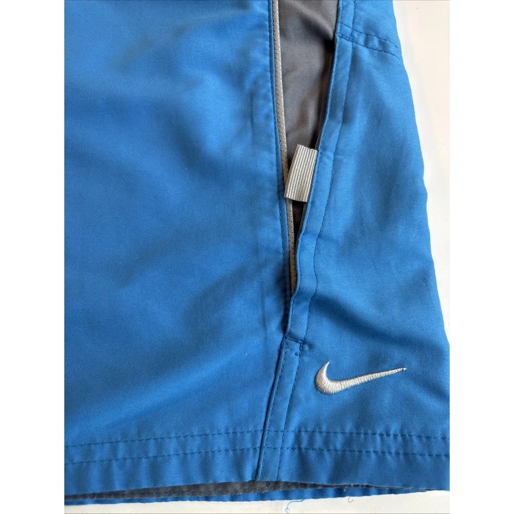 NIKE Board Short Blue/grey Mesh Stripe Lined‎ Secret Pocket 9 Inch Mens XL